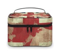 LDGSUPH Vintage Union Jack British Flag Makeup Bag with Handle Portable Travel Toiletry Bag Lightweight Waterproof Cute Cosmetics Storage Bags Large Fashion Makeup Case Organizer For Women