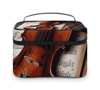 LDGSUPH Violin Sheet Music_78030672 Makeup Bag with Handle Portable Travel Toiletry Bag Lightweight Waterproof Cute Cosmetics Storage Bags Large Fashion Makeup Case Organizer For Women