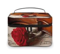 LDGSUPH Violin Sheet Music Makeup Bag with Handle Portable Travel Toiletry Bag Lightweight Waterproof Cute Cosmetics Storage Bags Large Fashion Makeup Case Organizer For Women