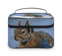 LDGSUPH Water Skiing Squirrel Makeup Bag with Handle Portable Travel Toiletry Bag Lightweight Waterproof Cute Cosmetics Storage Bags Large Fashion Makeup Case Organizer For Women