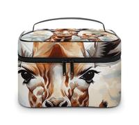 LDGSUPH Watercolor Deer Giraffe Makeup Bag with Handle Portable Travel Toiletry Bag Lightweight Waterproof Cute Cosmetics Storage Bags Large Fashion Makeup Case Organizer For Women