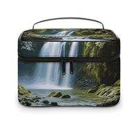 LDGSUPH Waterfall Landscape Painting Makeup Bag with Handle Portable Travel Toiletry Bag Lightweight Waterproof Cute Cosmetics Storage Bags Large Fashion Makeup Case Organizer For Women