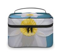 LDGSUPH White Daffodil Makeup Bag with Handle Portable Travel Toiletry Bag Lightweight Waterproof Cute Cosmetics Storage Bags Large Fashion Makeup Case Organizer For Women