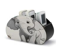 LDGSUPH White Elephant Remote Control Holder with 5 Compartments PU Leather TV Remote Caddy Storage Box Multi-functional Desk Storage Organizer Box Anti-slip Desktop Caddy