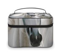 LDGSUPH White Horses Makeup Bag with Handle Portable Travel Toiletry Bag Lightweight Waterproof Cute Cosmetics Storage Bags Large Fashion Makeup Case Organizer For Women