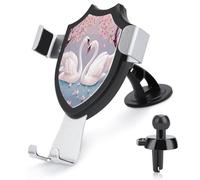 LDGSUPH White Swans with Pink Floral Tree Phone Holders for Your Car Cradle Portable Smartphone Holder Air Vent Cell Phones Stand Universal Car Phone Mount 90° Adjustable Cell Phones Mount