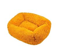LDGSUPH Winter pet nest, square, velvet, thickened and warm, stable bottom, suitable for cats and dogs(Yellow,M)