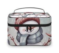 LDGSUPH Winter Snowman Makeup Bag with Handle Portable Travel Toiletry Bag Lightweight Waterproof Cute Cosmetics Storage Bags Large Fashion Makeup Case Organizer For Women