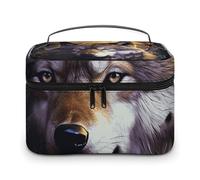 LDGSUPH Wolves And Dream Catchers Makeup Bag with Handle Portable Travel Toiletry Bag Lightweight Waterproof Cute Cosmetics Storage Bags Large Fashion Makeup Case Organizer For Women