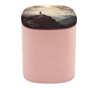 LDGSUPH Woman on A Top Mountain Jewelry Box 4-Layer Rotating Jewelry Tray Case Travel Jewelry Organizer with Mirror Trinket Cases Portable Jewelry Case Fashion Trinket Boxes Rings Storage Box