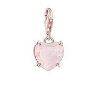 LDGSUPH Women's Charm Pendants, Rose Stone Heart Pendant Dangle Charms DIY Jewelry Romantic 925 Sterling Silver Love Gift for Women Men