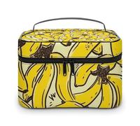 LDGSUPH Yellow Banana Makeup Bag with Handle Portable Travel Toiletry Bag Lightweight Waterproof Cute Cosmetics Storage Bags Large Fashion Makeup Case Organizer For Women