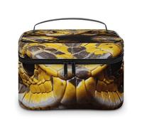 LDGSUPH Yellow Snake Makeup Bag with Handle Portable Travel Toiletry Bag Lightweight Waterproof Cute Cosmetics Storage Bags Large Fashion Makeup Case Organizer For Women
