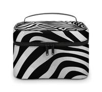 LDGSUPH Zebra Print Makeup Bag with Handle Portable Travel Toiletry Bag Lightweight Waterproof Cute Cosmetics Storage Bags Large Fashion Makeup Case Organizer For Women