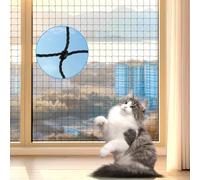 LDHHYH 1 x Cat Net for Balcony, 3 x 4 m Cat Net, Wire Reinforced, Cat Grid Window, Protective Net for Cats with 15 m Mounting Rope, Protective Net for Balcony, Window, Stairs, Patio