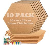 LDHHYH 10PCS Hexagon Cork Board, Cork Notice Board 6mm Self Adhesive Bulletin Board with Pins for DIY Photo Wall, Memo Board, Office and Home Decor