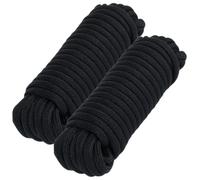LDHHYH 2 Pack Braided Nylon Rope 20m, 10mm Thick Braid Nylon Rope Twisted String Multi-functional Hanging Cord, Durable Traction Tying Ropes for Camping, Climbing, Boating, DIY Projects, Black