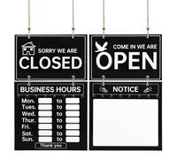 LDHHYH 2 Pack Business Hour Sign, Business Opening Hours Sign, Business Hours Hanging Chalkboard Open Closed Signs for Shop, Café, Office, Bar or Small Business Use