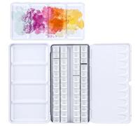 LDHHYH 2 Pack Empty Watercolour Paint Palette Case, Metal Water Colour Tin Box Palette with 52 Empty Half Pans, Watercolour Paints Pan for Paints