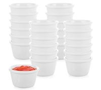 LDHHYH 24 Pack Melamine Sauce Dishes, 1.5oz Traditional Ramekins Condiment Pots (White), Reusable Round Sauce Cups, Small Bowls for Dips, Suit for Lunch Box, Picnic and Travel
