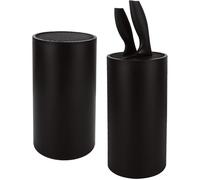 LDHHYH 2Piece Kitchen Knife Holder, Universal Knife Block Without Knives, Round Plastic Knife Storage Block, Black Knife Stand Knife Storage Holder for Kitchen Space Saving Protecting Blade