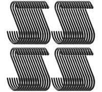 LDHHYH 30 Pack 15.5 cm Large Heavy Duty S Hooks, Non Slip Vinyl Coated S Hook for Hanging, Steel Metal Black Rubber Coated Closet S Shaped Hook for Plants, Jeans, Pot Pan, Cups, Towels, Hats