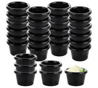 LDHHYH 30Pcs Melamine Sauce Dishes, 1.5oz Traditional Ramekins Condiment Pots (Black), Reusable Round Sauce Cups, Small Bowls for Dips, Suit for Lunch Box, Picnic and Travel