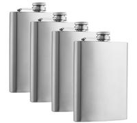 LDHHYH 4PCS 7oz Hip Flask, Stainless Steel Hip Flasks for Men Women, Portable Pocket Flagon Whisky Hip Flask, Leak-Proof Alcohol Flask for Climbing Camping Barbecue Party, Silver