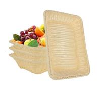 LDHHYH 4PCS Wicker Storage Basket, 35x25x7cm Rectangular Rattan Baskets, Wicker Bread Storage Serving Baskets for Restaurant Serving, Display, Home & Kitchen