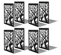 LDHHYH 5 Pairs Metal Book Ends, Metal Book Ends for Shelves, Black Heavy Duty Bookends for School Office Home Library Work Decorative (12x9x17.5CM)