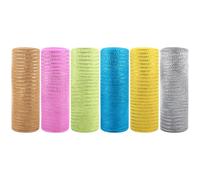 LDHHYH 6 Rolls Poly Mesh Ribbon, 10 Inch x 10 Yards Deco Mesh Ribbon for Holiday Crafts DIY, Wrapping, Swags, Garland and Christmas Deco(Pink, Yellow, Green, Blue, Silver, Burlap)