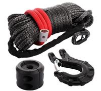 LDHHYH 6MM x 15M Synthetic Winch Rope, 11,000 lbs Synthetic Winch Line Cable Rope with Hook, Universal Fit for Truck SUV Large Off-Road Vehicle