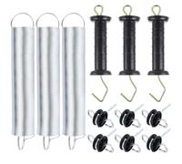 LDHHYH Electric Fence Spring Gate Handles Kit, Fence Handles with Spring and Double Hook Gate Handle Insulators, 16 Feet Retractable Electric Gate for Field Guardian Fencing Pasture Gates, Black