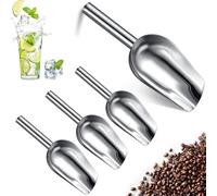 LDHHYH Ice Scoop 12oz, 4PCS Stainless Steel Metal Scoop for Bar, Small Food Flour Scoops, Sweet Scoops for Kitchen Bar Party Wedding Buffet, Mirror Finished & Easy Clean, Dishwasher Safe