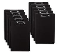 LDHHYH Pack of 10 A4 Plastic Clipboards A4 with Metal Clamp and Hanging Loose, Clipboard Plastic Black Clipboard (315 x 225 x 2 mm) for School, Home, Office