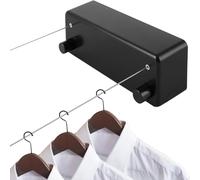 LDHHYH Retractable Washing Line, 4.2m Duo Reel Clothesline, Heavy Duty Washing Line Wall Mounted Laundry line for Indoor Bathroom Balcony (Black)