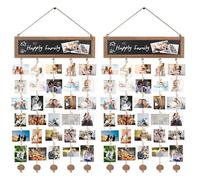 LDHHYH Set of 2 Hanging Photo Display Board, Photo Display Board with 60 Clips, DIY Photo Board Picture Display Board for Printed Photos and Polaroids, Home Decoration