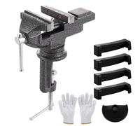 LDHHYH Table Vice Clamp, Adjustable Bench Clamp with 360 Degree Rotated Swivel Base, Cast Iron Heavy Duty Vice for Workbench, Woodworking, Drilling, Metalworking