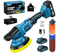 LDHTHOPI 23PCS Cordless Buffer Polisher Kit with 2×2.0Ah Battery & Charger, 10000RPM 1600W High Power Car Polisher with 6 Variable Speed, 17 Buffing Pads for Car Polishing Waxing Detailing