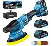LDHTHOPI Cordless Buffer Polisher with 2×2000mAh Battery, 10000RPM 1600W High Power Car Polishing Kit with 6 Variable Speed, 23PCS Polishing Accessories for Car Polishing Waxing Detailing