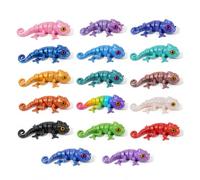 LDIGT 15pcs 3D Printed Movable Joint Lizard Fidget Toys, Flexible Articulated Chameleon Stress Relief Desk Decor Gift