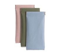 Ldirect 3 Pack Leather Eyeglasses Cases PU Soft Sunglasses Pouch Squeeze Top Portable Glasses Cases for Men and Women (Pink Blue Green)