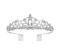Ldirect Tiara Crystal Rhinestone with Comb, Tiara Crown Bridal Princess Headband Wedding Crown for Women (Silver Tiara)