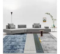Ldiuttu Area Rugs Living Room 110 x 190 cm Non-Slip Short Pile Rug Machine Washable Bedroom entryway kitchen hallway Rugs modern geometric lines blue gray green