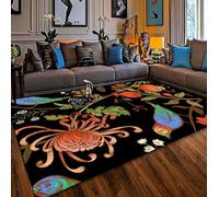 Ldiuttu Area Rugs Living Room 150 x 180 cm Large Anti Slip Home Decor Floor Carpet For Bedroom Corridor Office Modern retro floral orange black blue