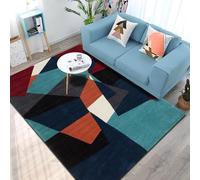 Ldiuttu Large Rug for Living Room 200 x 250 cm Area Rugs Bedroom Rectangle Soft Washable Carpet for Playroom Office Dining Room Home Decor Retro geometric brown green orange