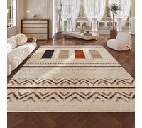 Ldiuttu Rug for Living Room Large 180 x 200 cm Washable Indoor Soft Rectangle Area Rugs for Home Decor Office modern geometric lines red beige reading book