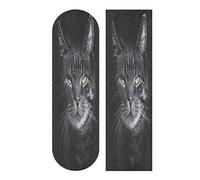 LDIYEU Angry Scary Black Cat Skateboard Grip Tape Sheets Creative Longboard Waterproof Griptapes for Youth Boys Girls Kids Men No Bubble Free Easy to Apply(9"X33" 1Pcs)