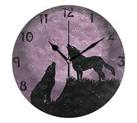 LDIYEU Art Cool Wolf Devil Round Wall Clock Circular Plate Silent Non Ticking Clocks for Kitchen Home Office School Decor Kid Boys Girls