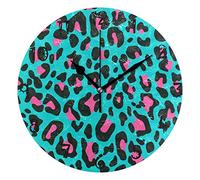 LDIYEU Art Pink Spots Blue Leopard Print Round Wall Clock Circular Plate Silent Non Ticking Clocks for Kitchen Home Office School Decor Kid Boys Girls